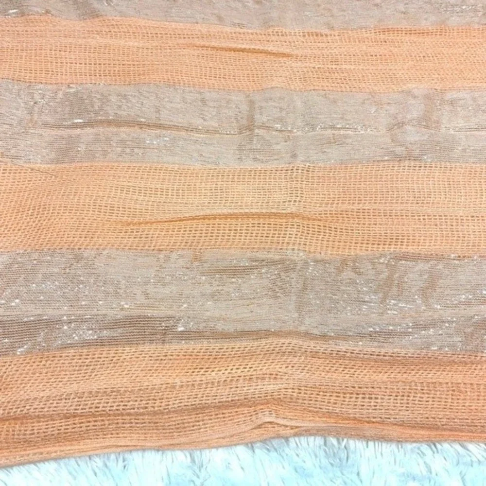 Peach & Silver Shimmer Gauzy Infinity Scarf